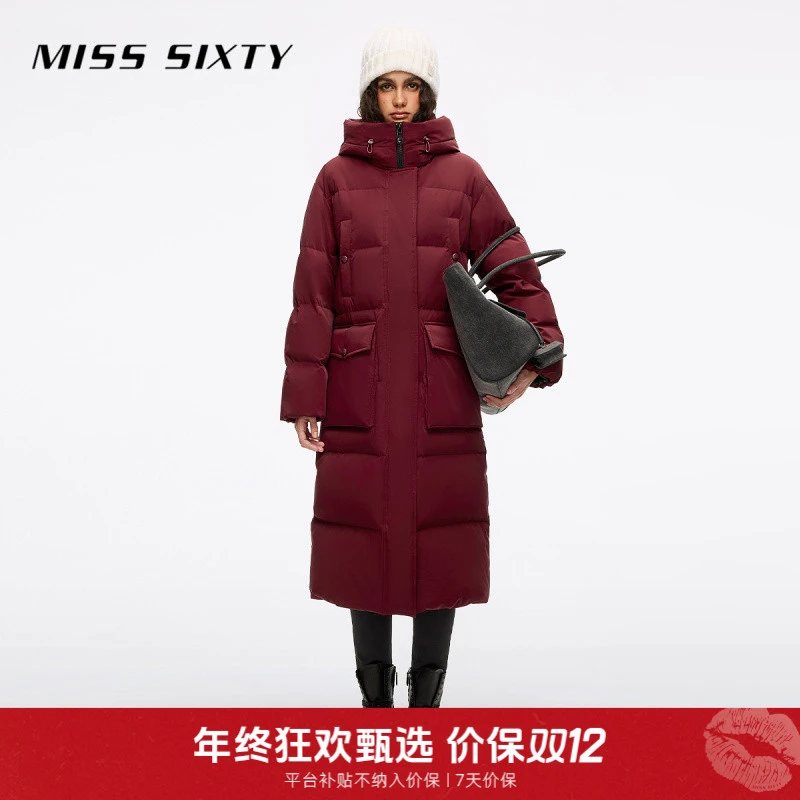 【搭搭专属】Miss Sixty2025冬季新款羽绒大衣女连帽多口袋长款羽绒