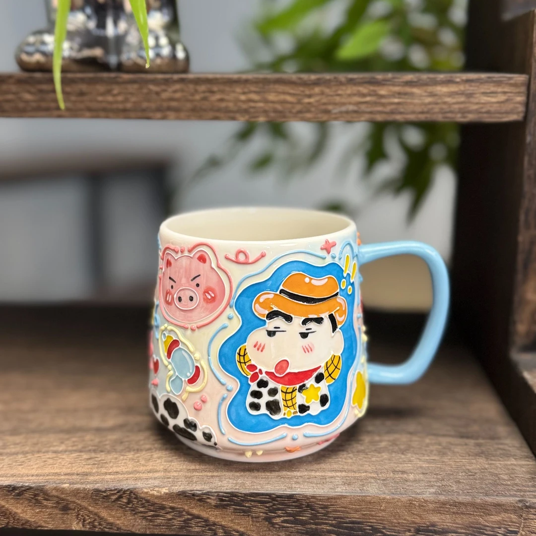 【蜡笔小新大肚杯】景德镇文创手工手绘陶瓷杯
