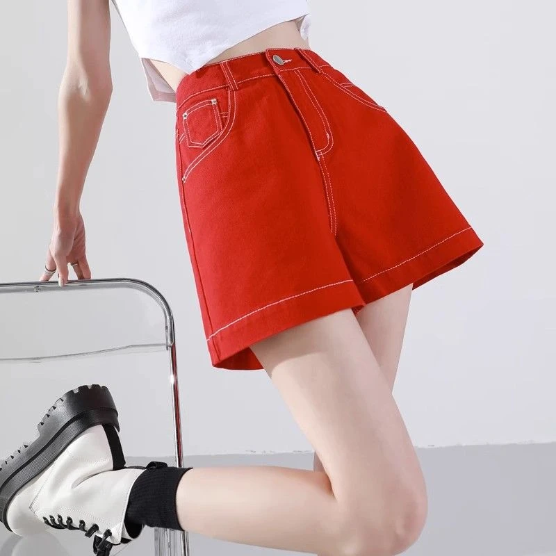高腰牛仔短裤女夏季薄款A字阔腿裤2025新款显瘦休闲直筒三分热裤
