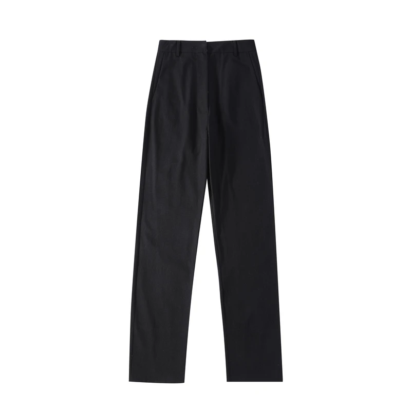 简约休闲裤微弹力中腰百搭弹力纯色西裤-H12SOPT24