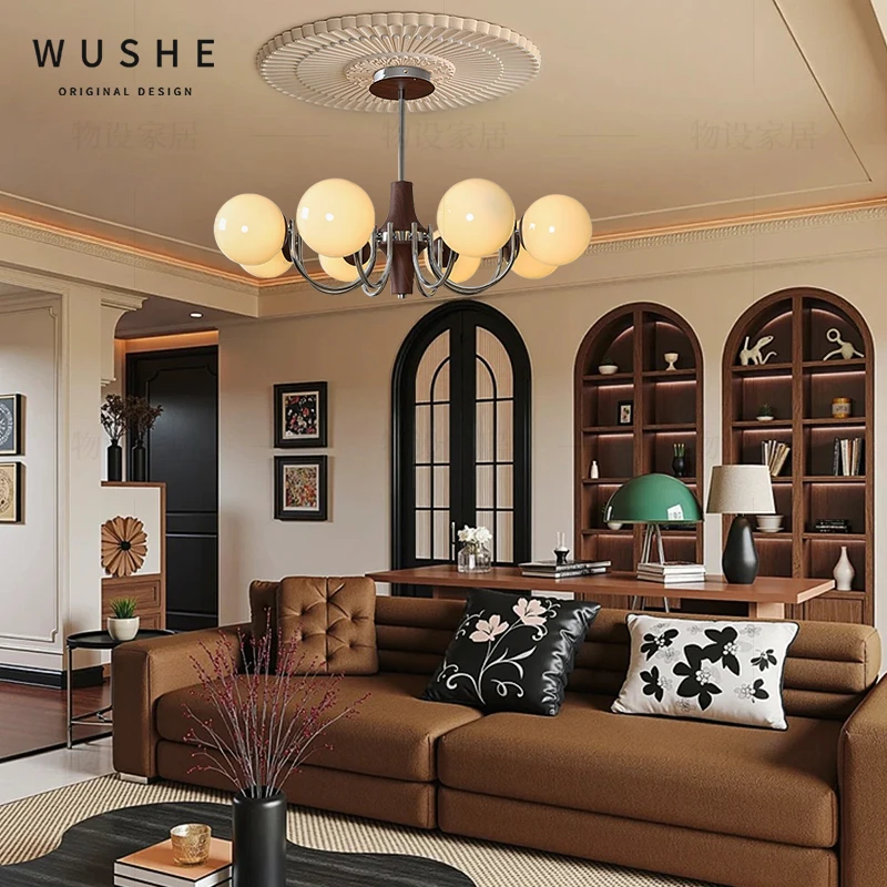 法式中古风客厅吊灯包豪斯复古魔豆高级感餐厅设计感2025新款吊灯