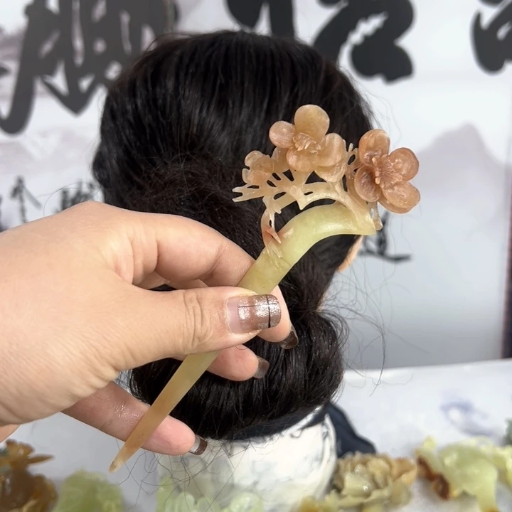 定制蛇纹石玉毛货发饰
