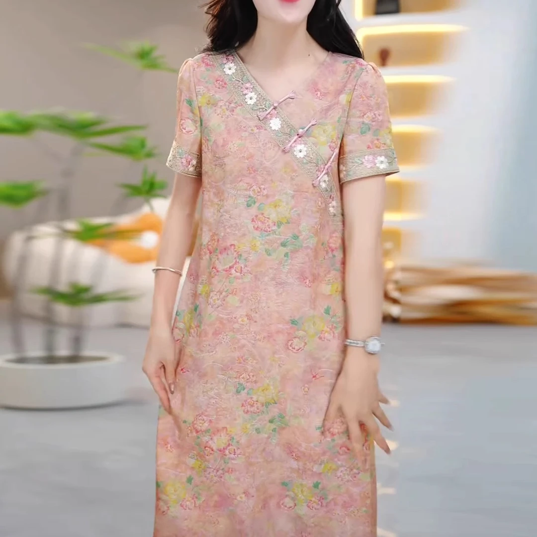 新中式国风连衣裙2025新款女夏今年流行爆款气质轻奢高级感连衣裙