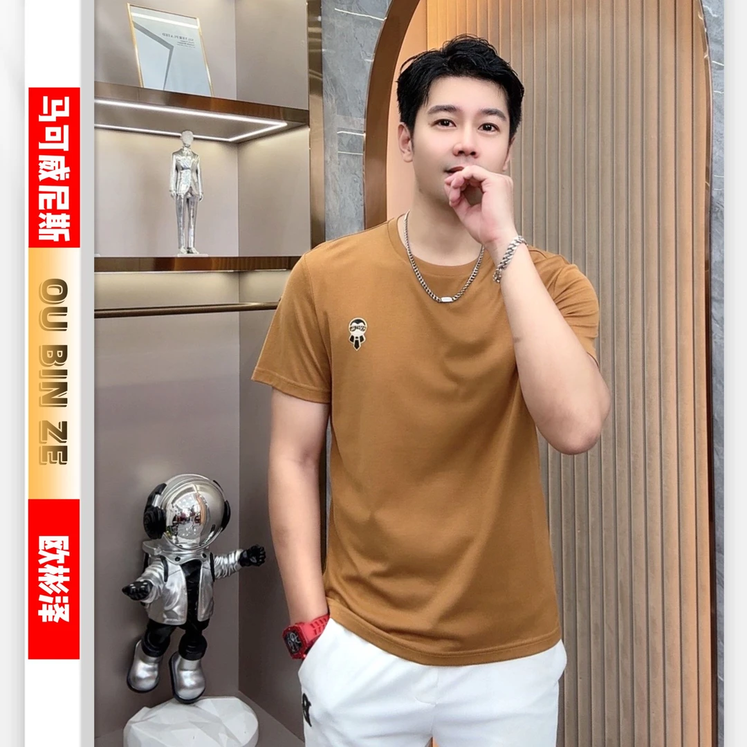 欧彬泽/丝光【小公子】简约夏季男装时尚弹力圆领短袖t恤棉Q2198J