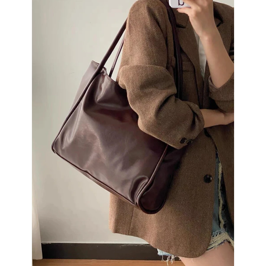 感刺绣托特包包女士2025新款小众手提通勤包大容量单肩包手工