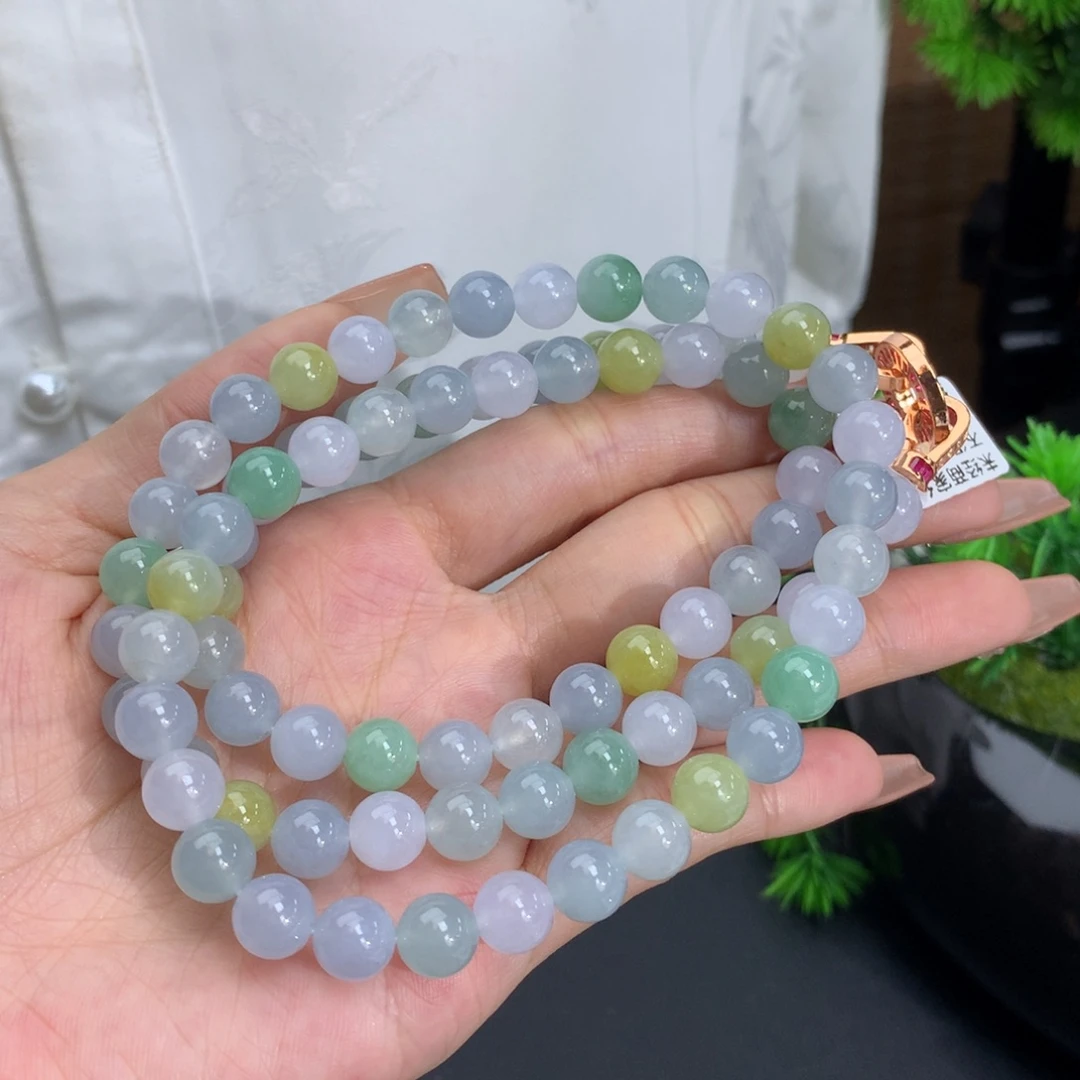 翡翠手链未镶嵌卡8冰胶多宝项链