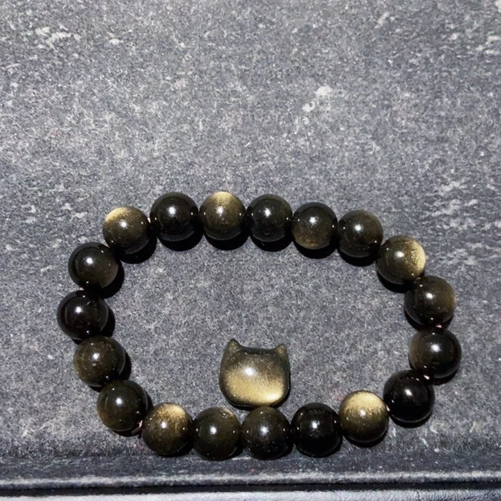 黑曜岩手串未镶嵌?***饱