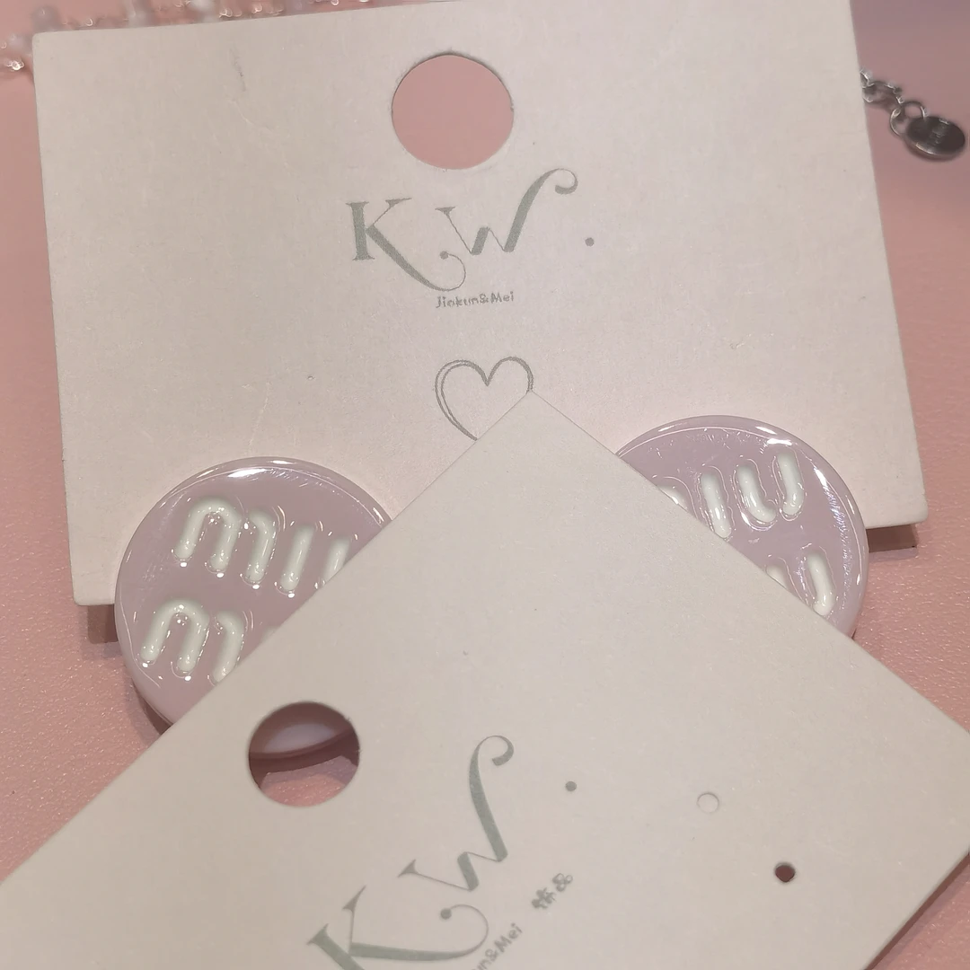 E316粉色圆饼m耳钉耳饰