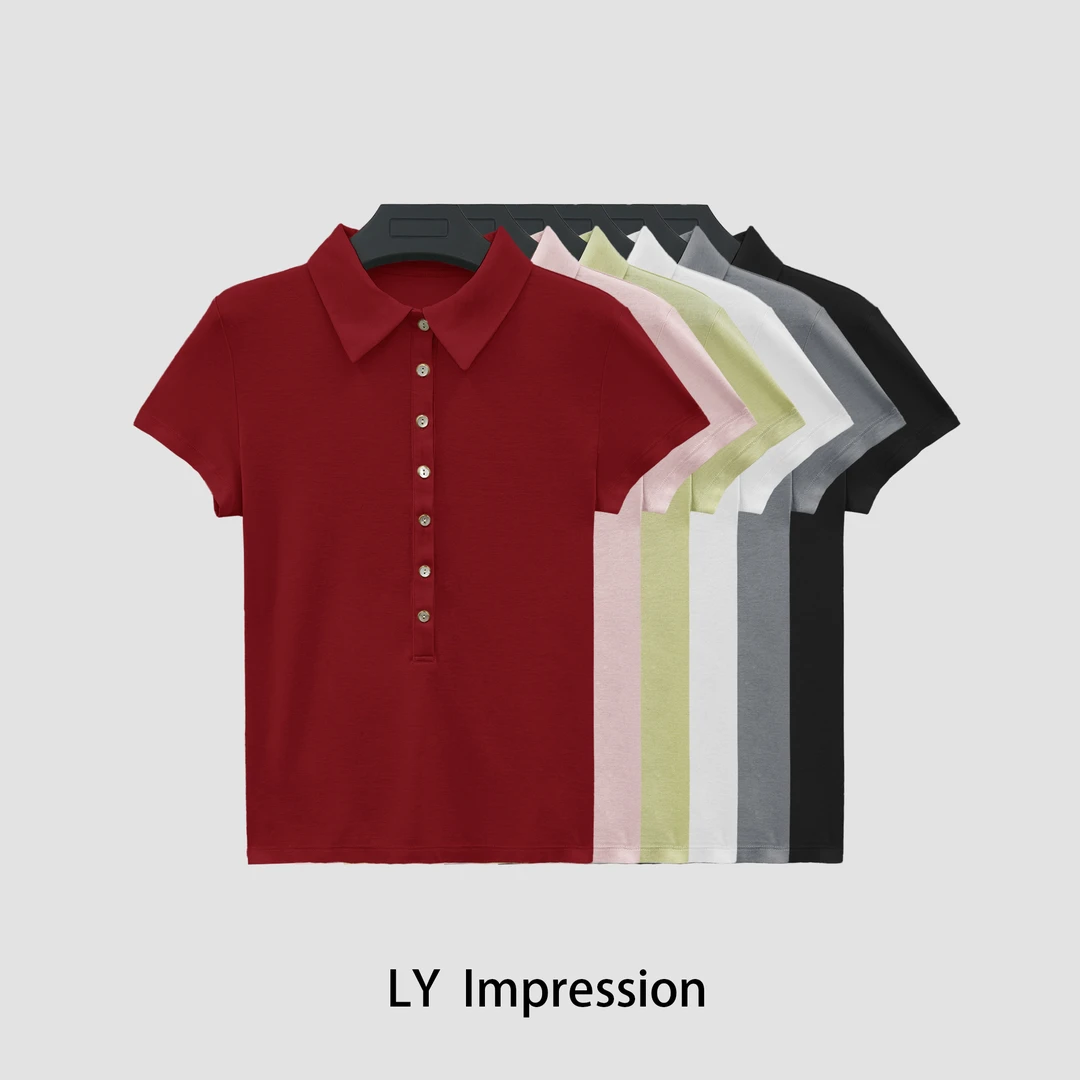 休闲百搭miu系真丝醋酸POLO衫LYBK165