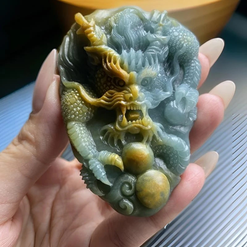 翡翠黄翡随行龙牌 毛货买断 尺寸70*48*15Mm