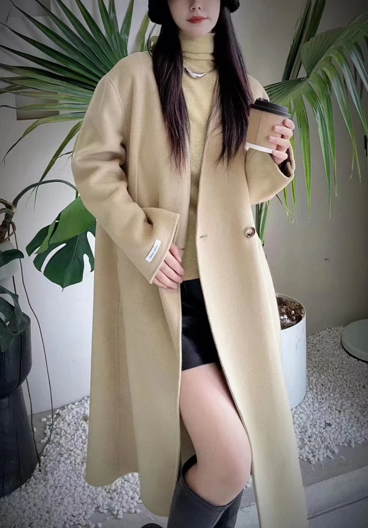 毛呢外套保暖圆领通勤外套韩版气质网红设计师百搭女装