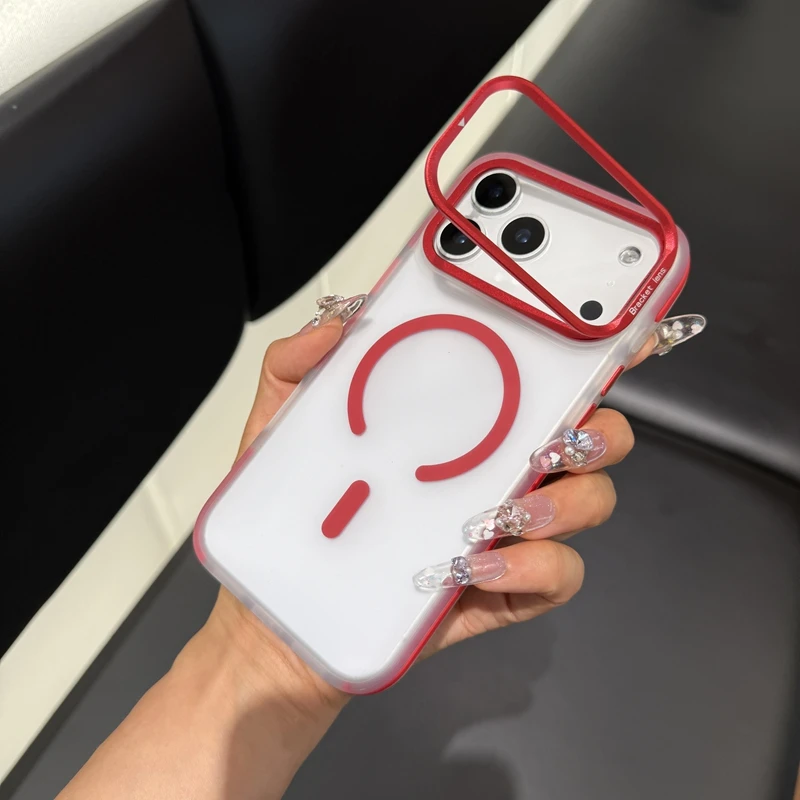 折叠镜头支架磁吸适用iphone17promax手机壳苹果16/15pro肤感14新