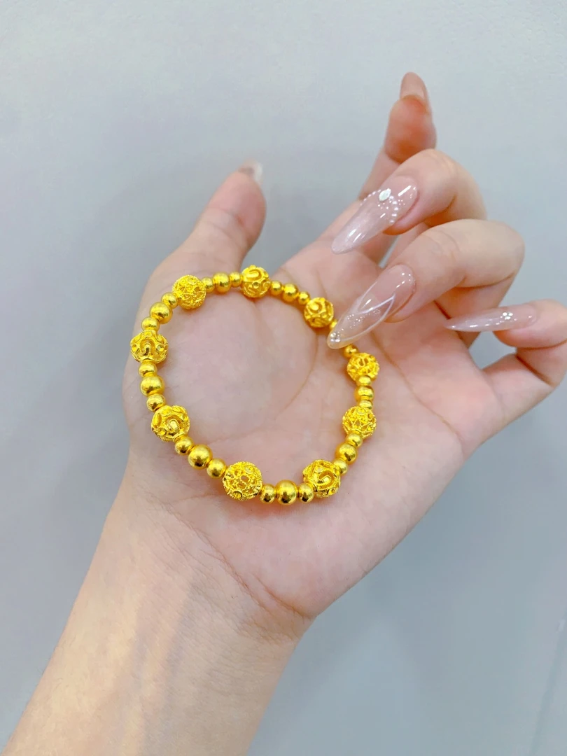 足银手链 三珠花丝手串S