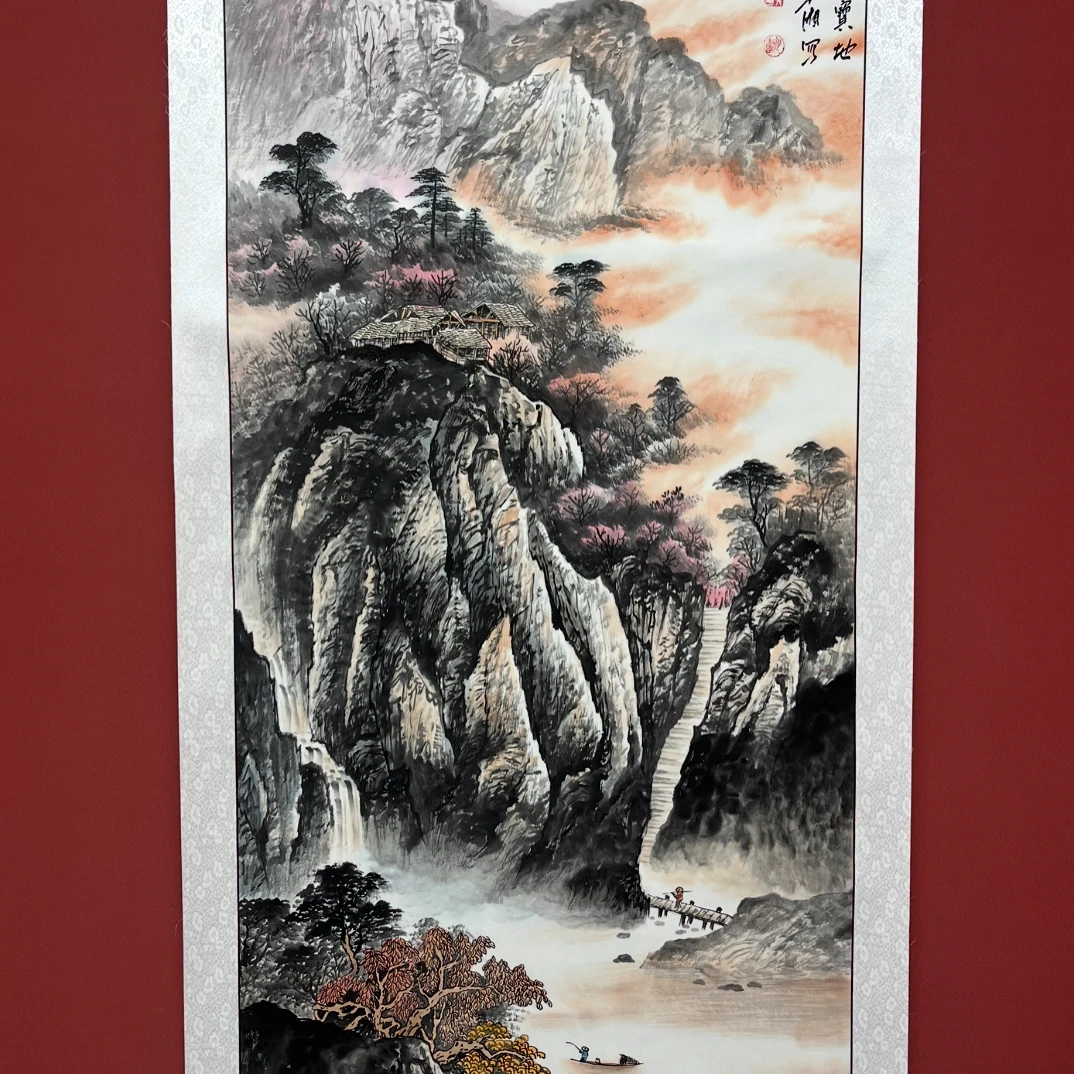 李冀湘.富水宝地.140*70，手绘宣纸作品