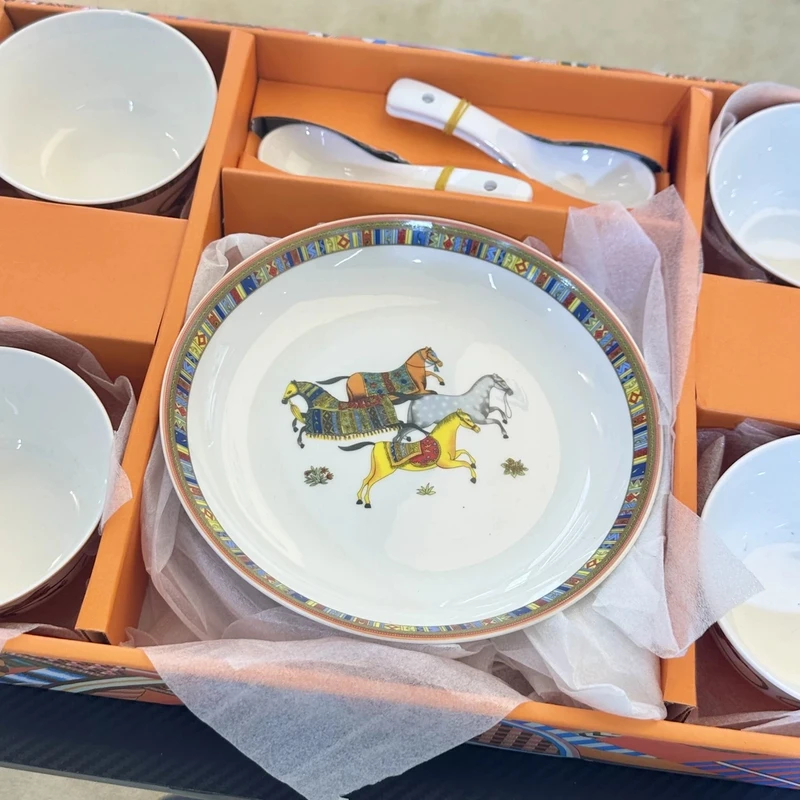 陶瓷餐具套装礼盒装爱马橙年会大气商务节日高级礼品乔迁礼物