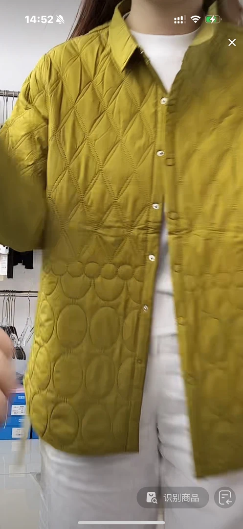 外套6828衬衫领菱形格纹复古秋冬中长款棉服外套