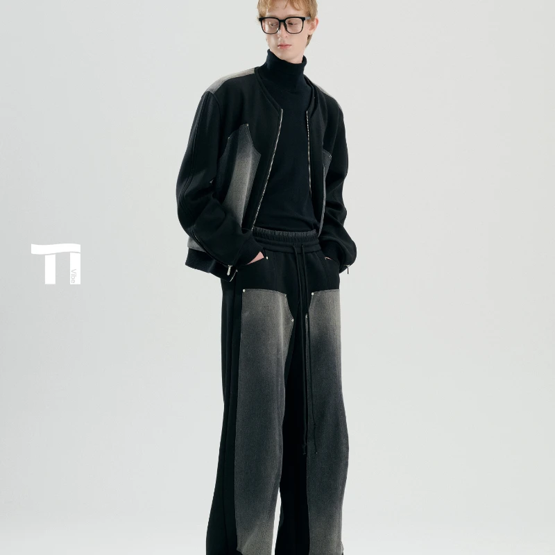 启世录TIWILLTANG“暮玥洇钰”丹宁软甲碰撞象限做旧宣言拼接卫衣