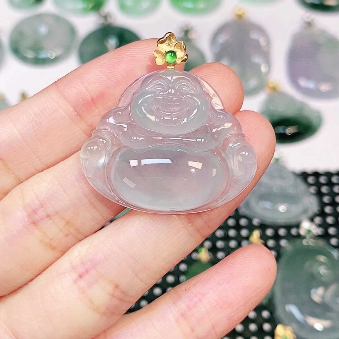 吊坠(不含链)18K金镶嵌翡翠