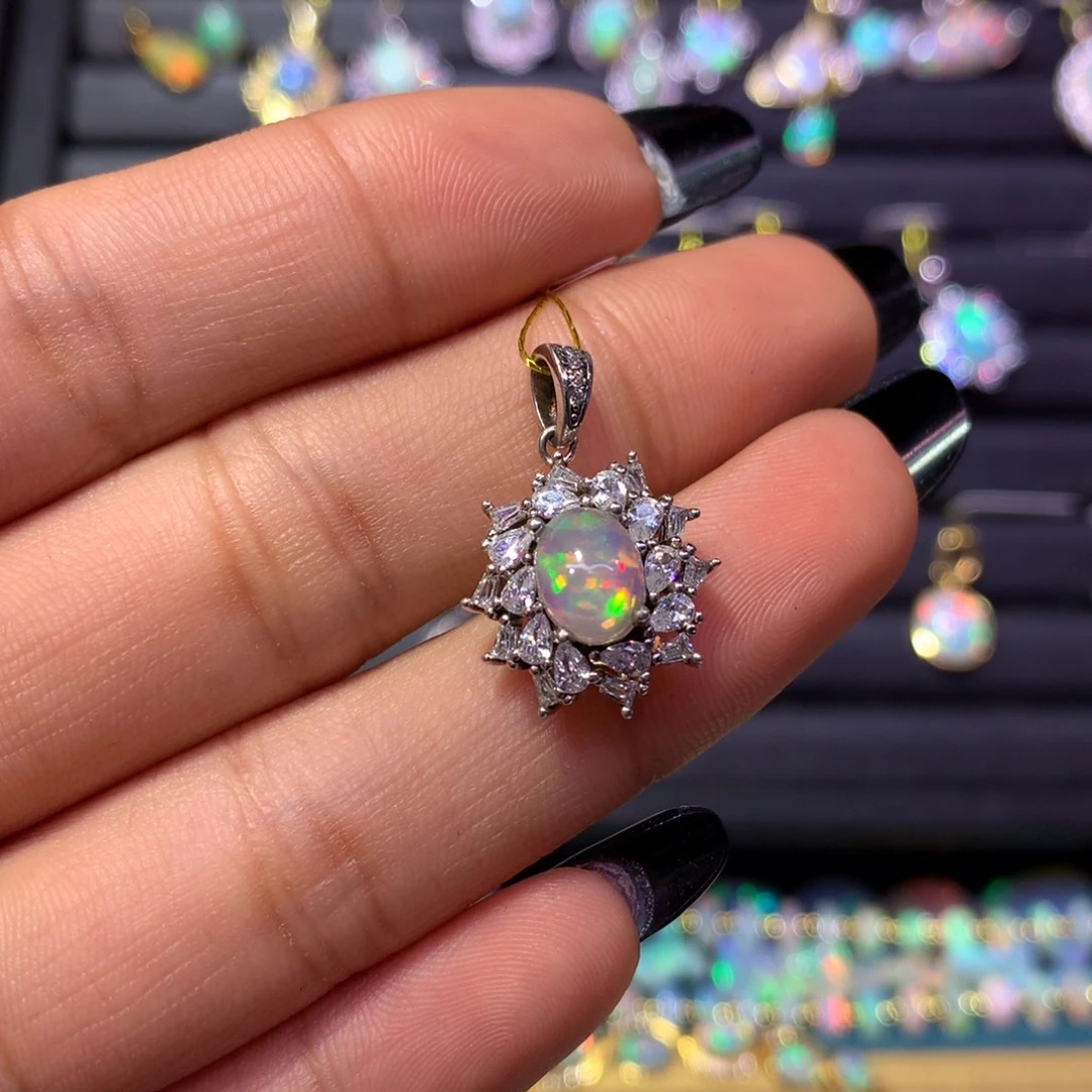 欧泊银S925镶嵌吊坠款