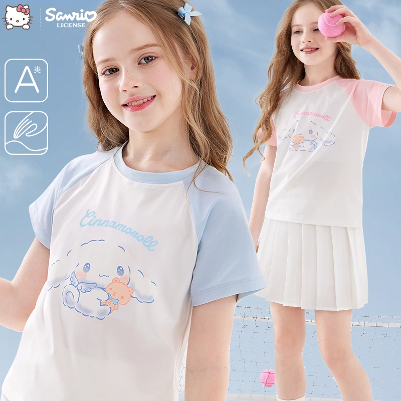 女童短袖T恤夏季2025新款洋气儿童圆领打底衫卡通上衣童装夏装