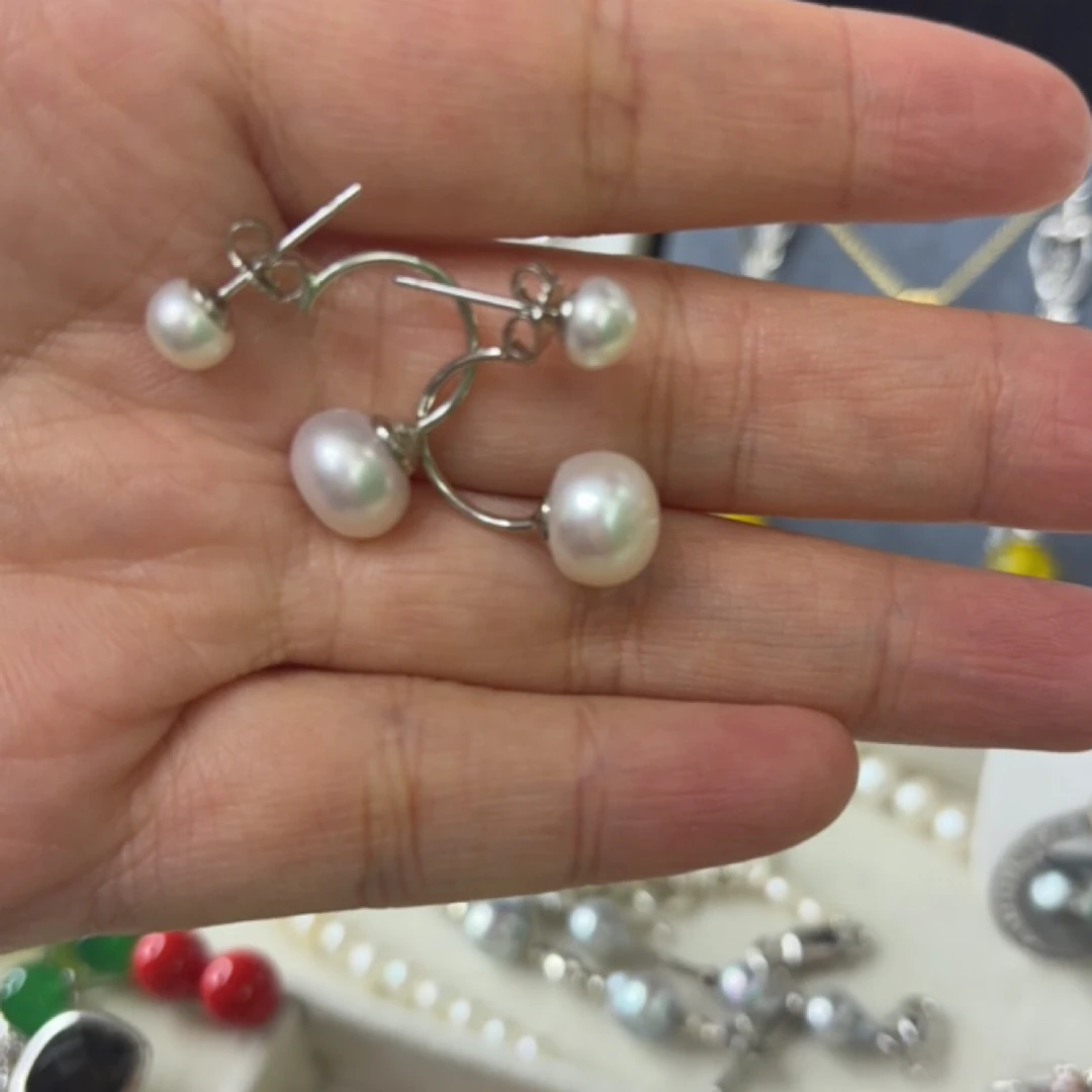 925银耳饰 双珠耳饰银耳饰