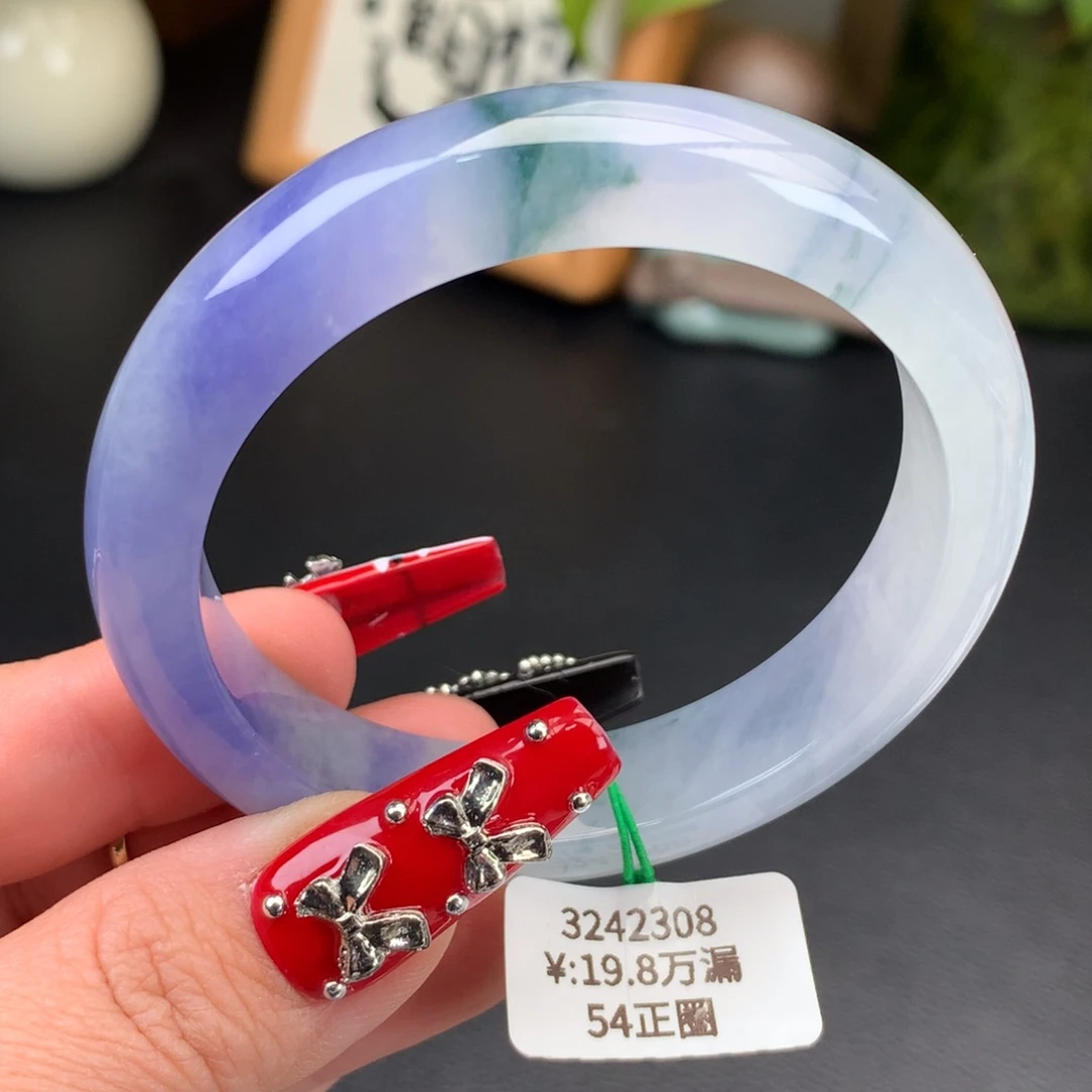 翡翠手镯未镶嵌冰紫莫奈花园手镯