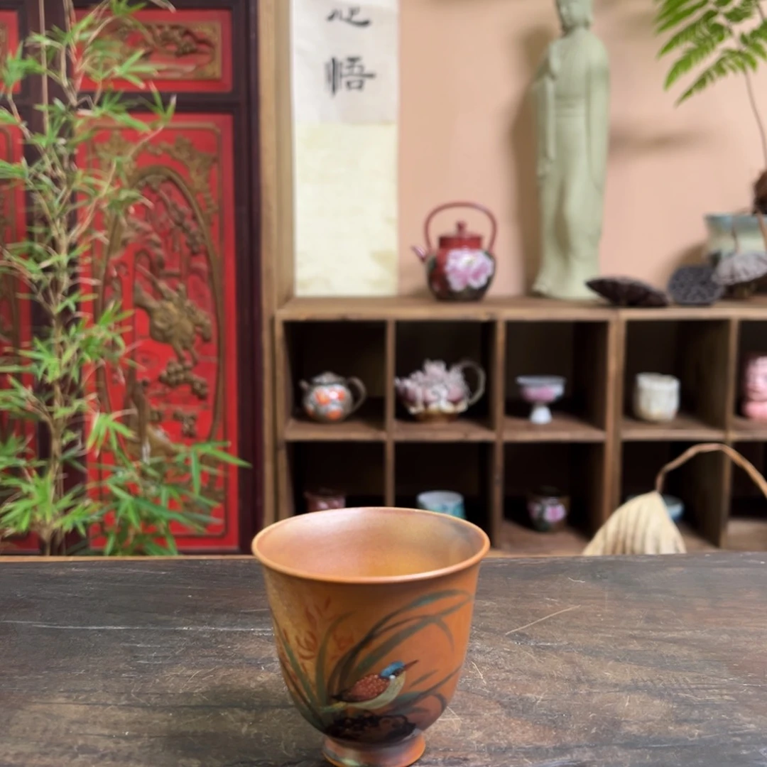 杯柴烧手工手绘陶瓷