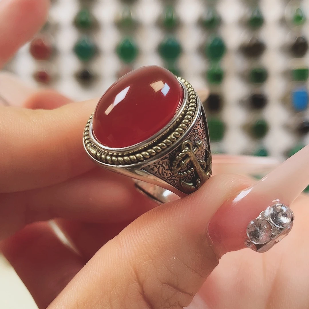 银S925镶嵌戒指玛瑙/玉髓