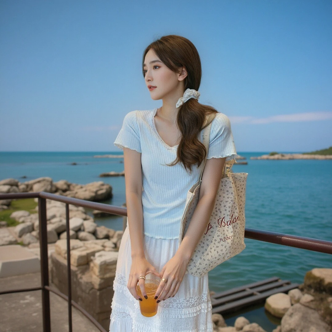 纯欲风蕾丝U型打底衫T恤蝴蝶花边修身显瘦坑条上衣甜美风内搭短款