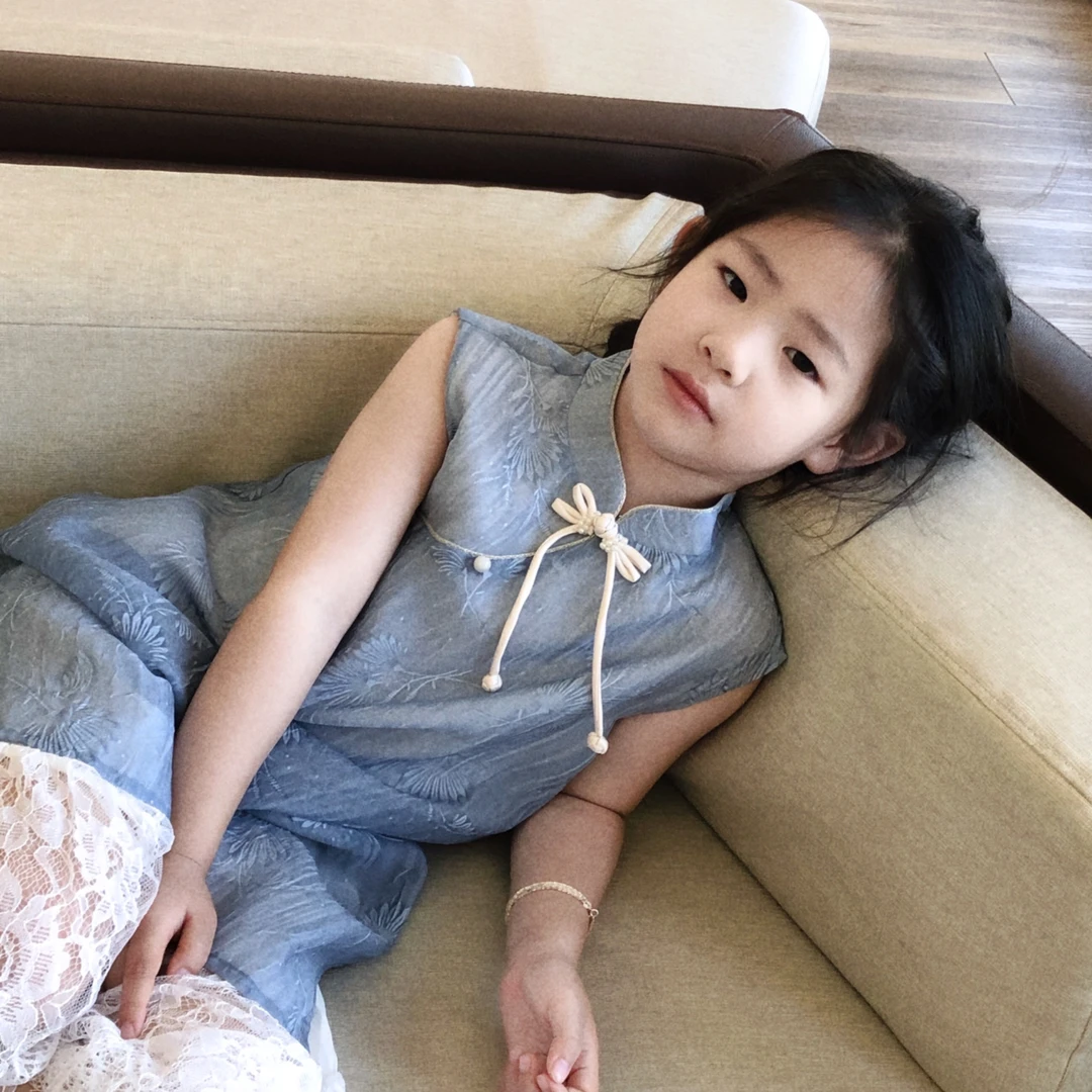 女童气质大气蕾丝旗袍连衣裙 25X153