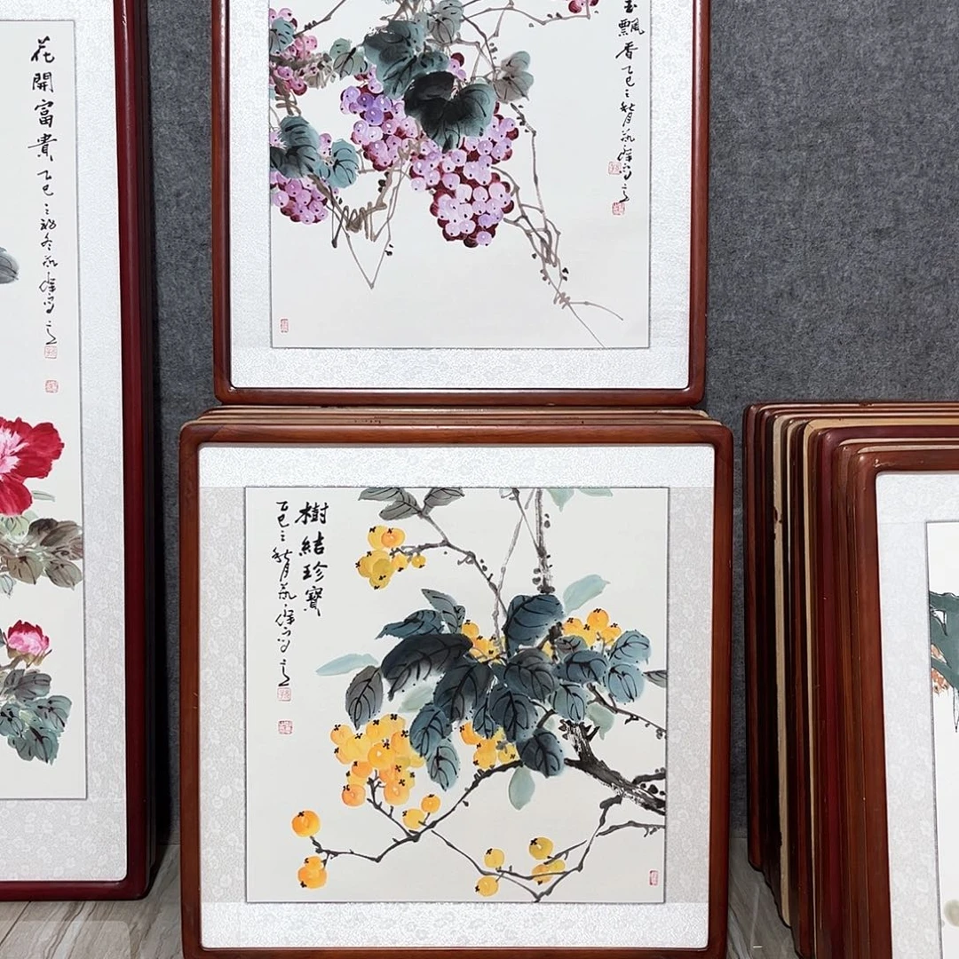 国画书画作品带框63×63