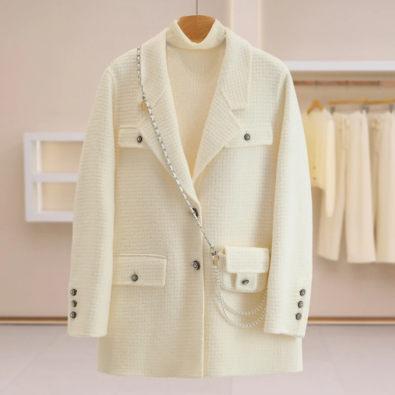 F7699-【桌】西装领宽松纯色双面呢外套#ZJW58B031