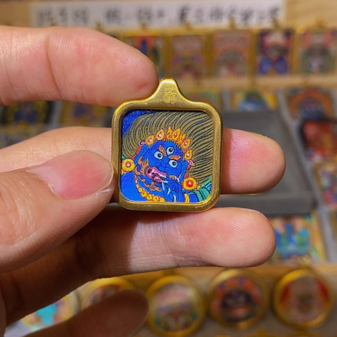 吊坠纯手绘不动明王唐卡