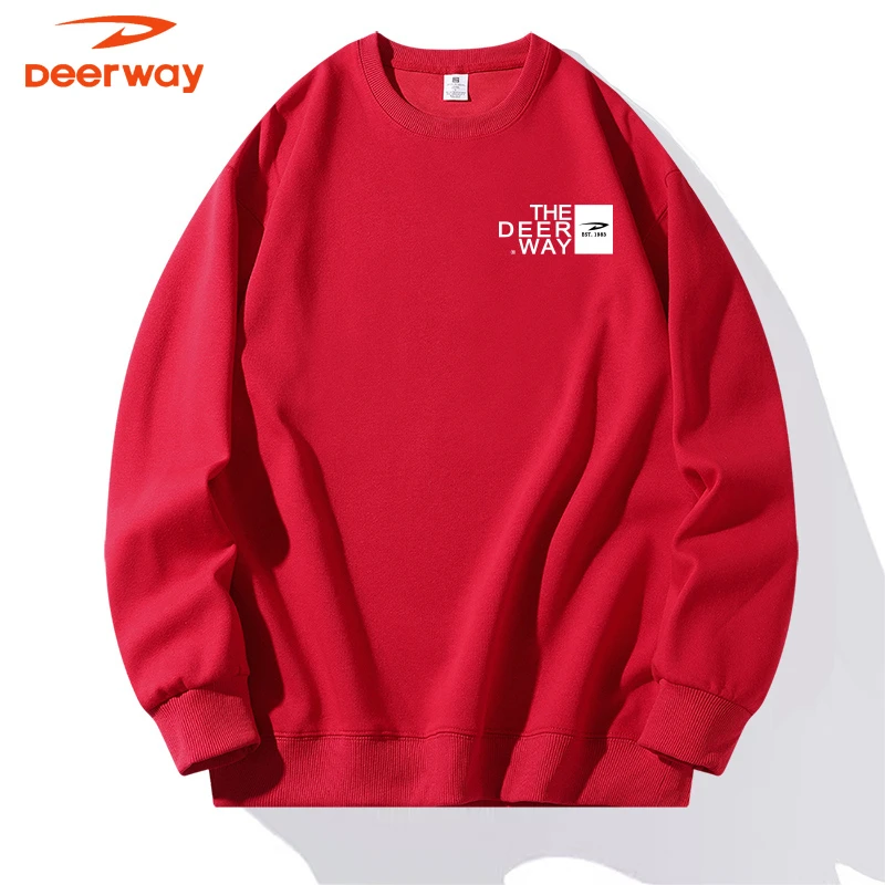 Deerway/德尔惠2025款春秋圆领重磅男女同款卫衣宽松休闲长袖T恤