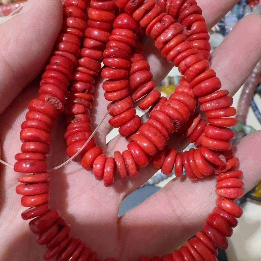 玛瑙/玉髓合金珠宝半成品野*红色随型隔片一条