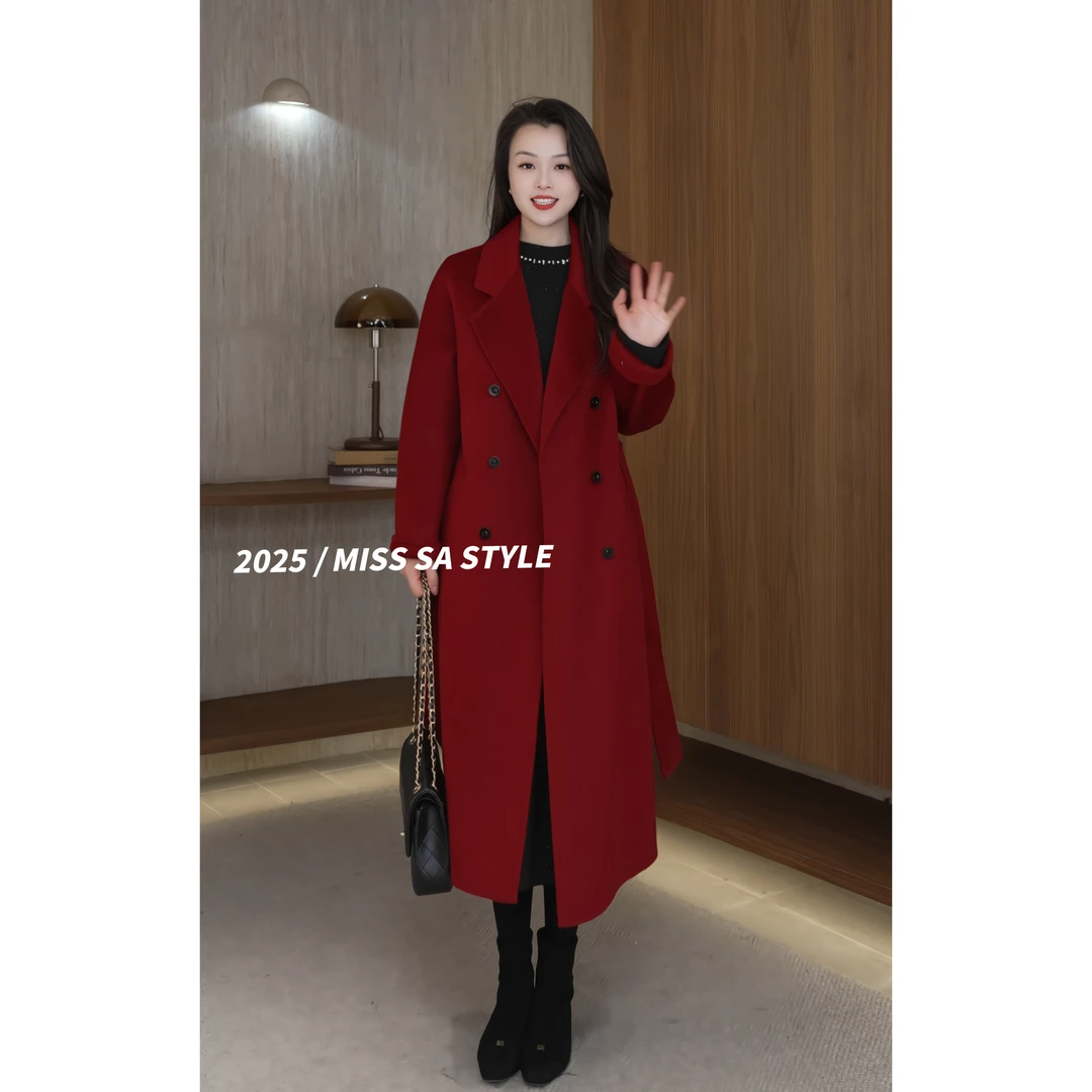 MISS SA  复古高级双面羊毛呢大衣冬季新百搭显瘦外套SW25129816