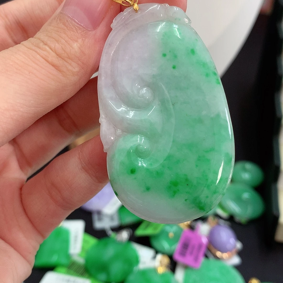 翡翠18K金镶嵌吊坠(不含链)