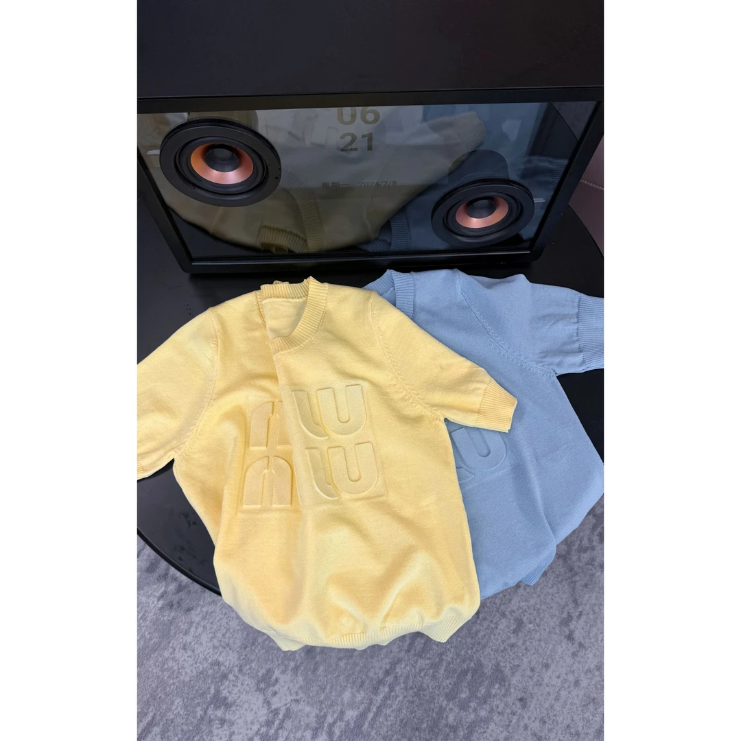 《An ni》【MM】 圆领字母针织短袖t恤女夏薄款上衣-Ani-B637