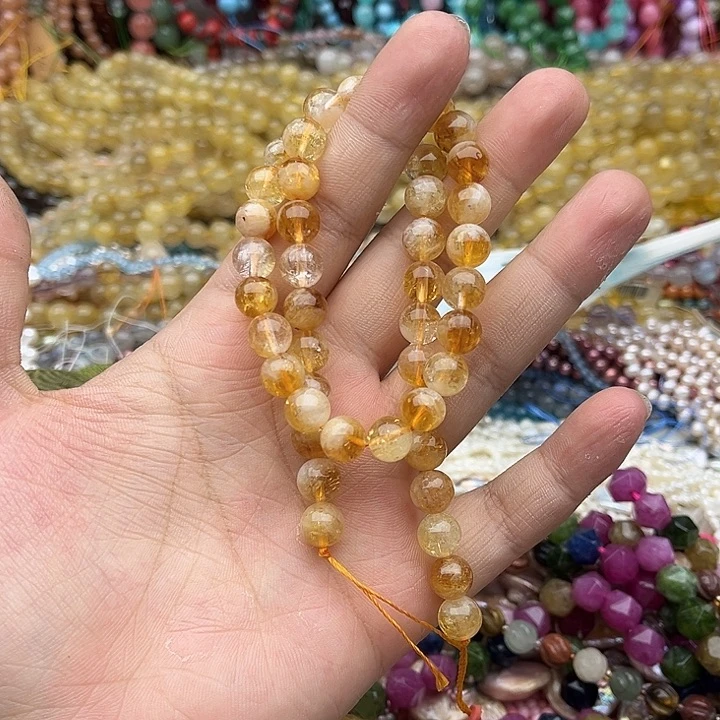 玛瑙/玉髓未镶嵌珠宝半成品一条8mm左右黄塔晶
