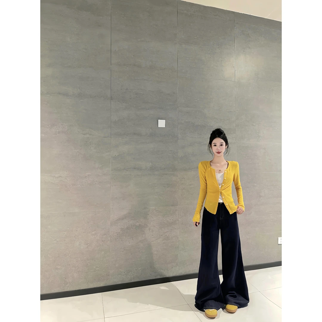 MARIE.COCO2025韩系软糯针织衫阔腿牛仔裤套装女春秋新款两件套