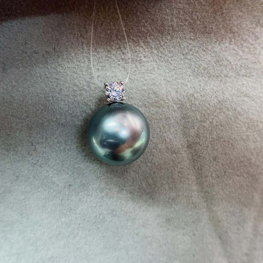 吊坠(不含链)银S925镶嵌海水珍珠13-14
