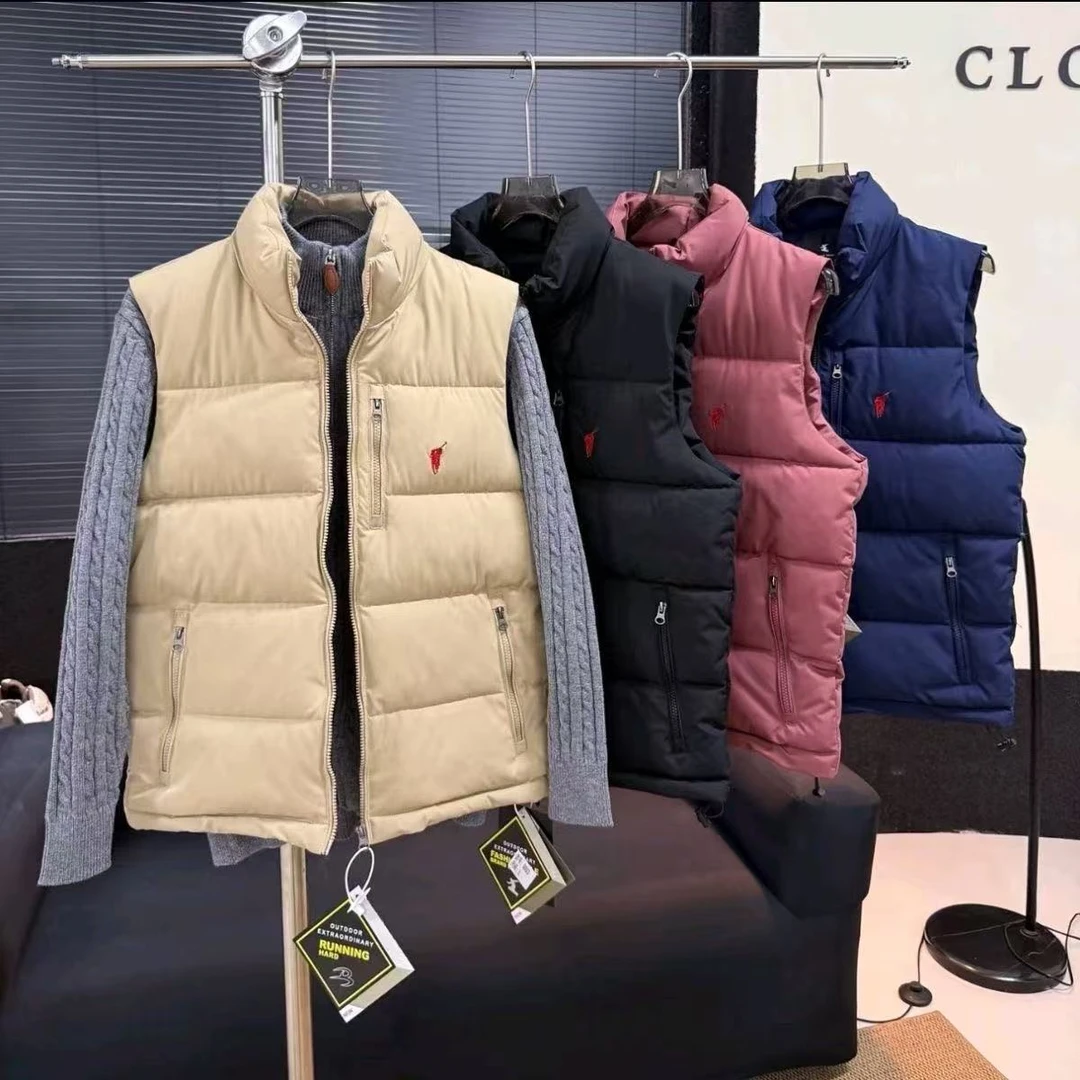 高品质刺绣男女同款2025马甲冬季立领新款刺绣宽松经典秋冬百搭黑