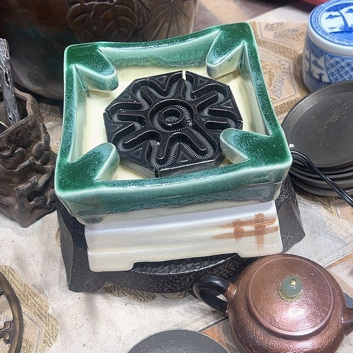 蜜安罐瓷香炉锡茶则