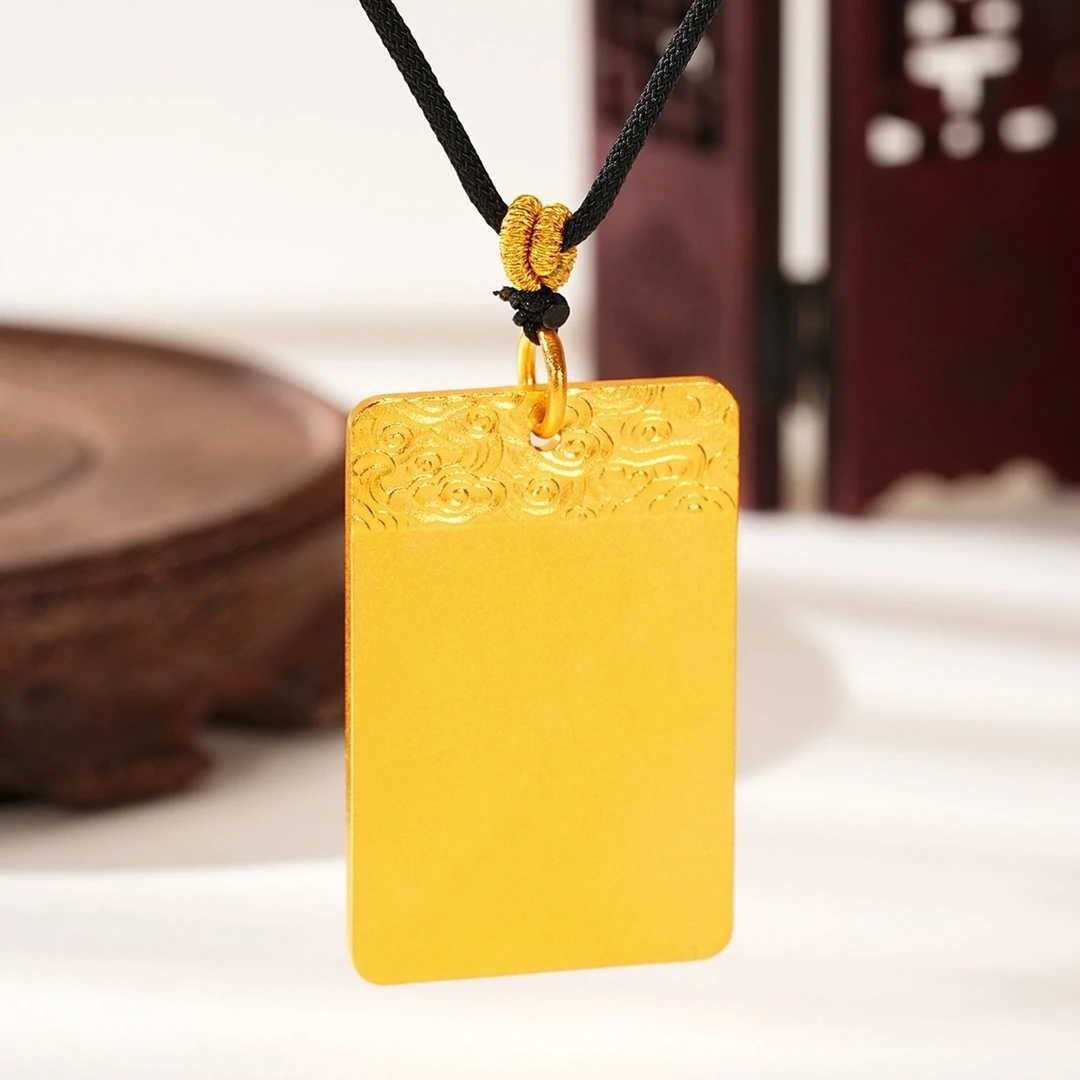 吊坠足银  【古法无事牌】小版经典实心 古法工艺传承百搭挂坠