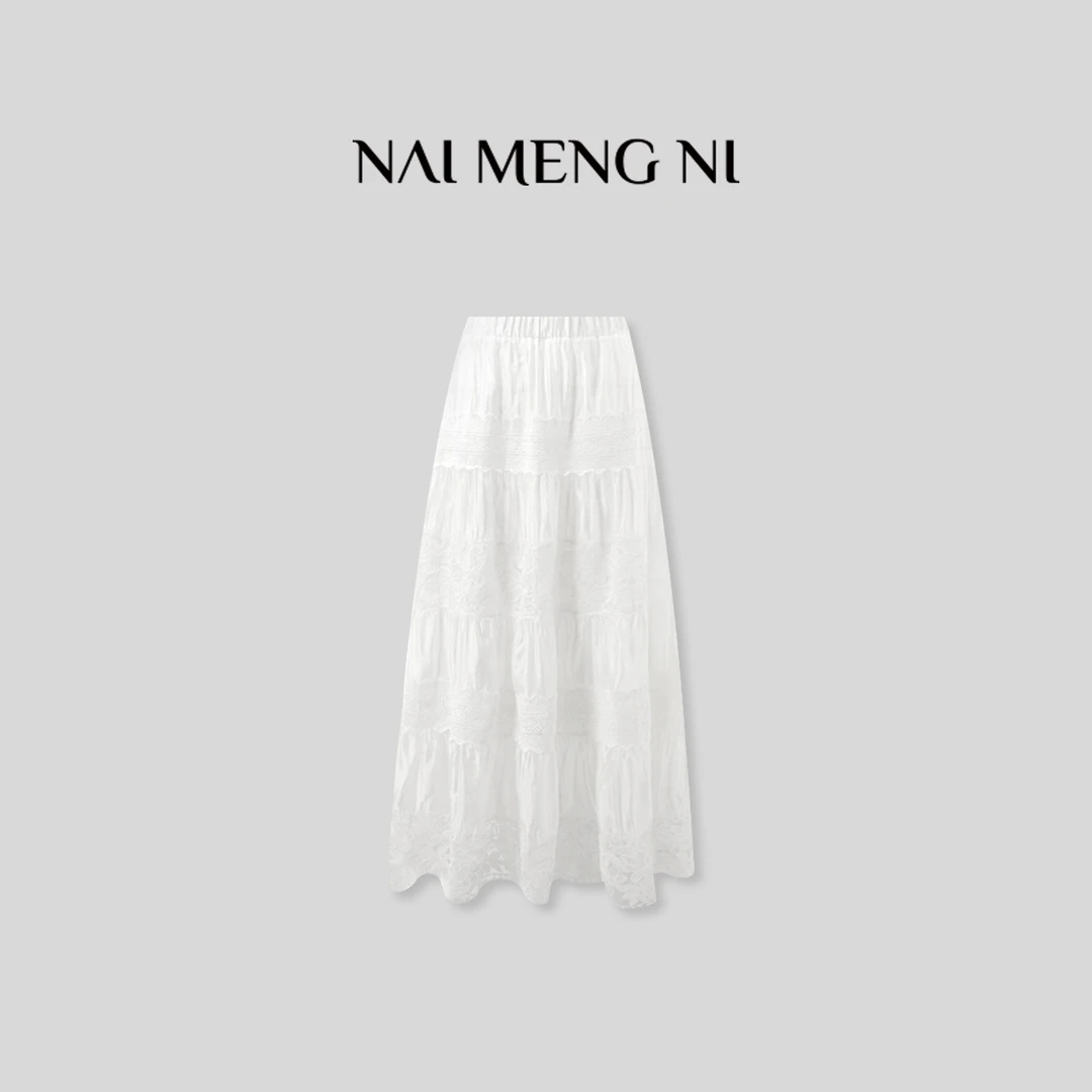 肉肉 26RR12469【白月光半裙】新款重工蕾丝花边长半裙