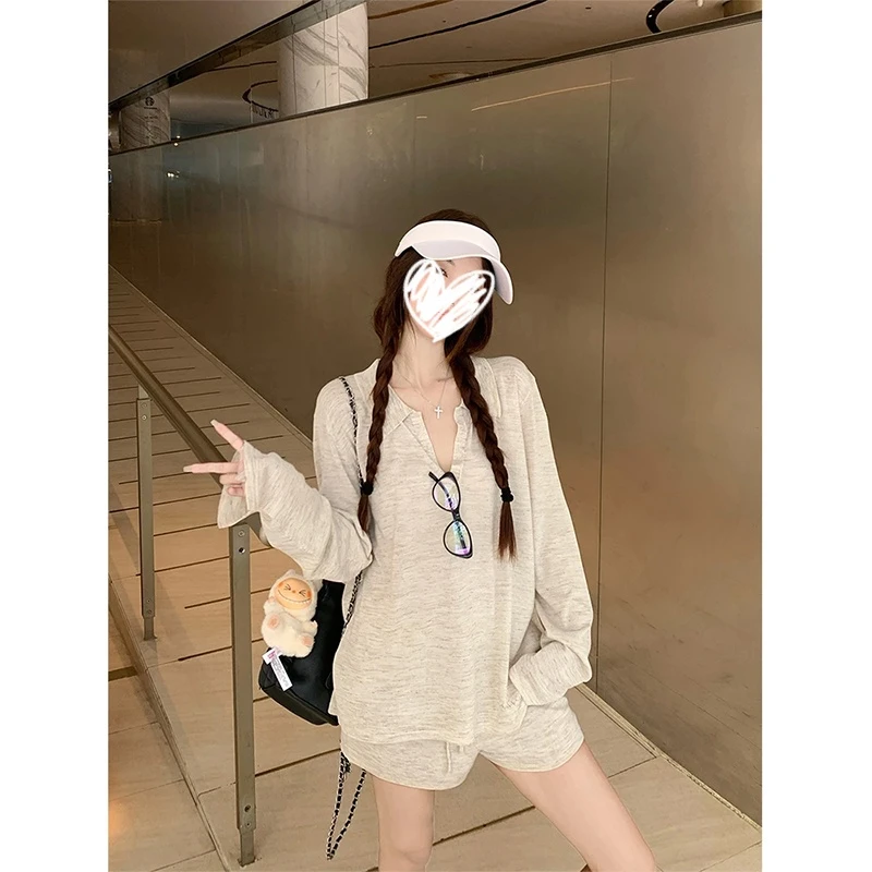 梦优莱百搭老钱风女装polo领长袖T恤女早秋新款时尚宽松显瘦上衣