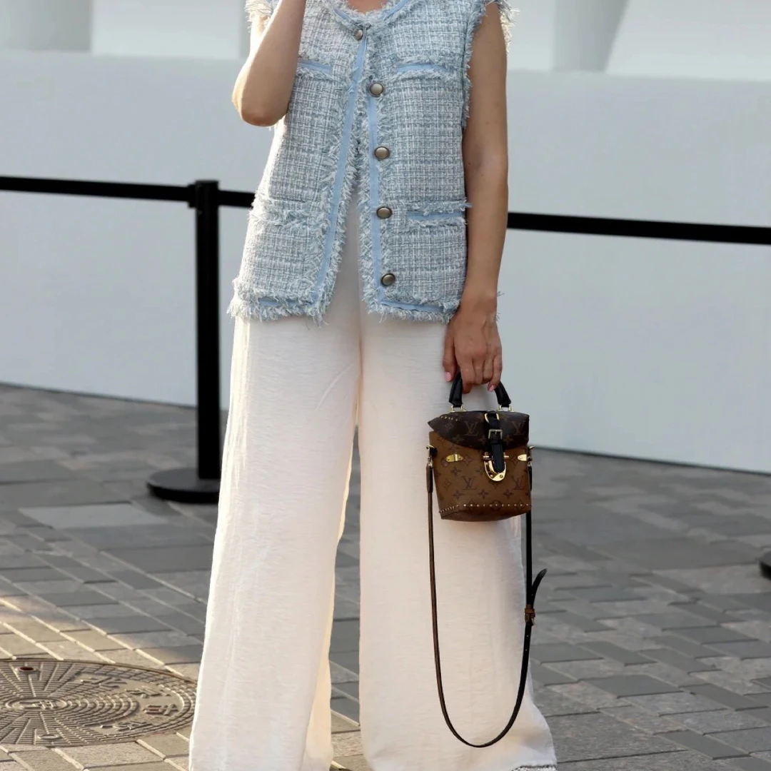 短款小香风马夹外套小香风时尚中长款香风马甲无袖秋冬百搭气质