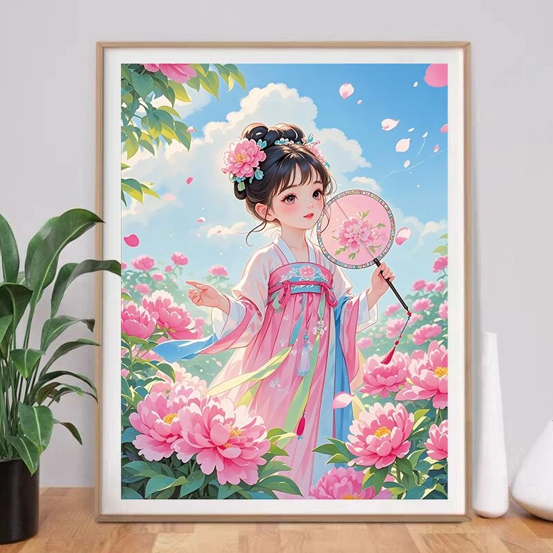 古风少女插画花神十字绣满绣33色2025年新款爆款客厅高级刺绣人物