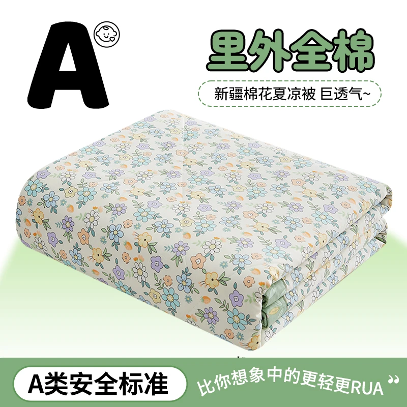 A类印花全棉新疆棉花夏凉被家用空调被幼儿园卡通薄被子夏被