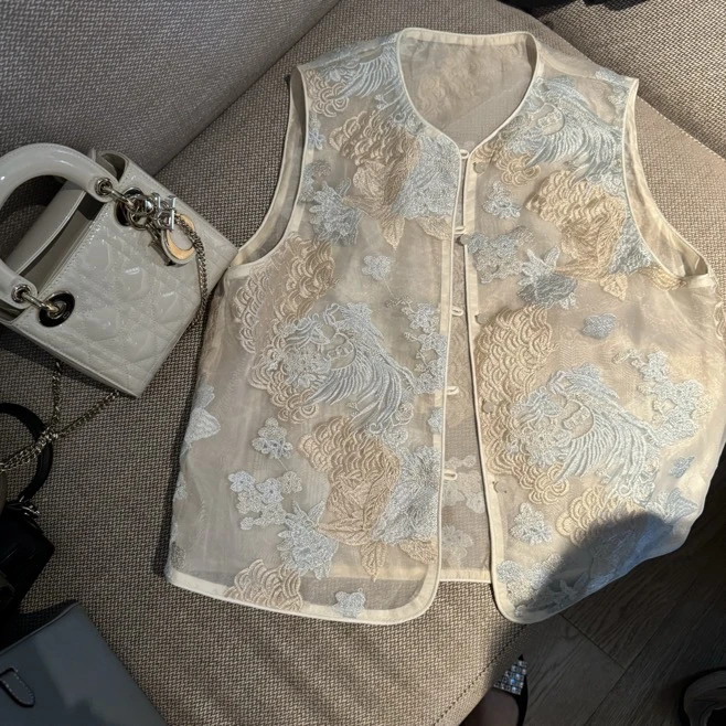 阿黎精选-------高定夏季薄款新中式刺绣马甲